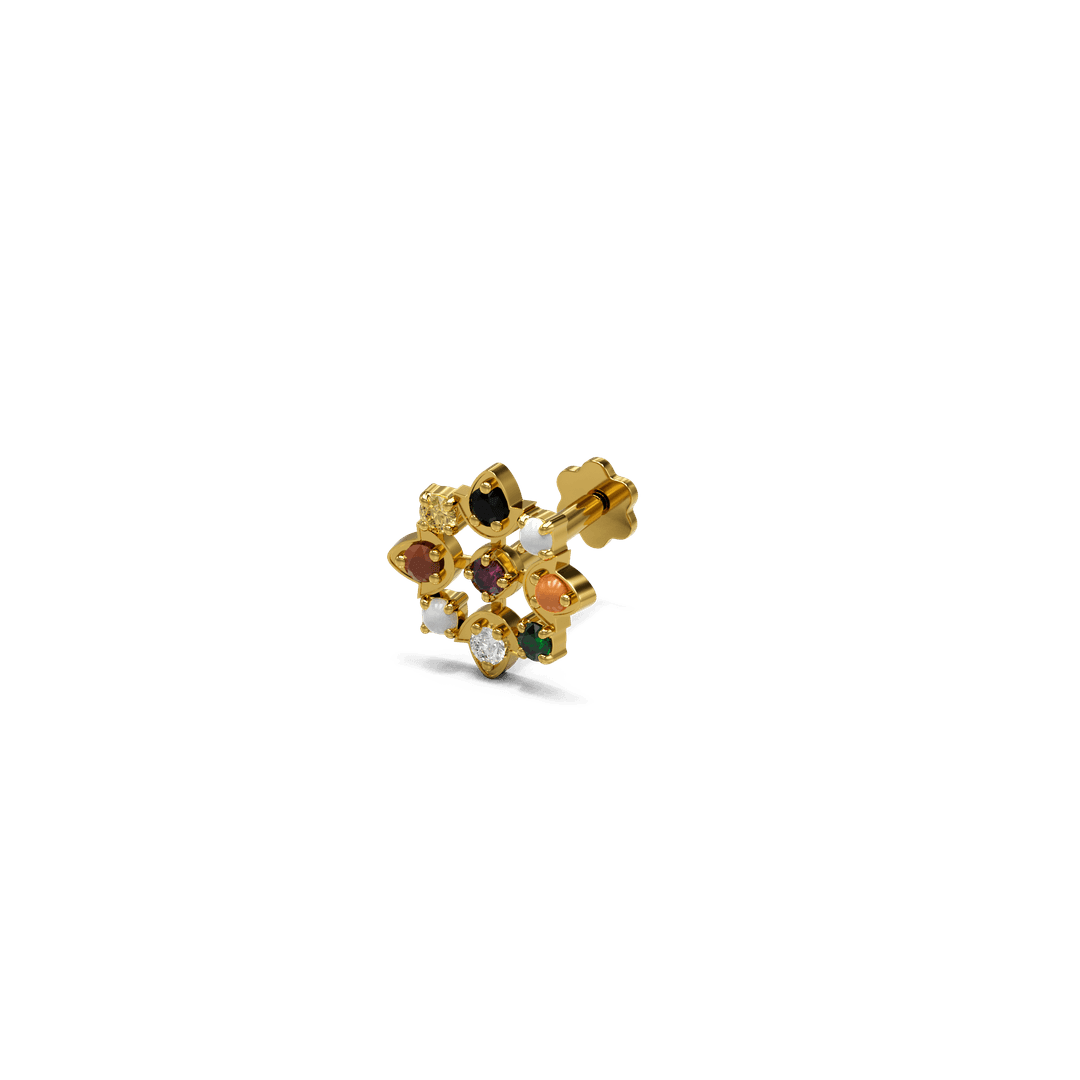 22K Jayme Navaratna Gold Nose Stud