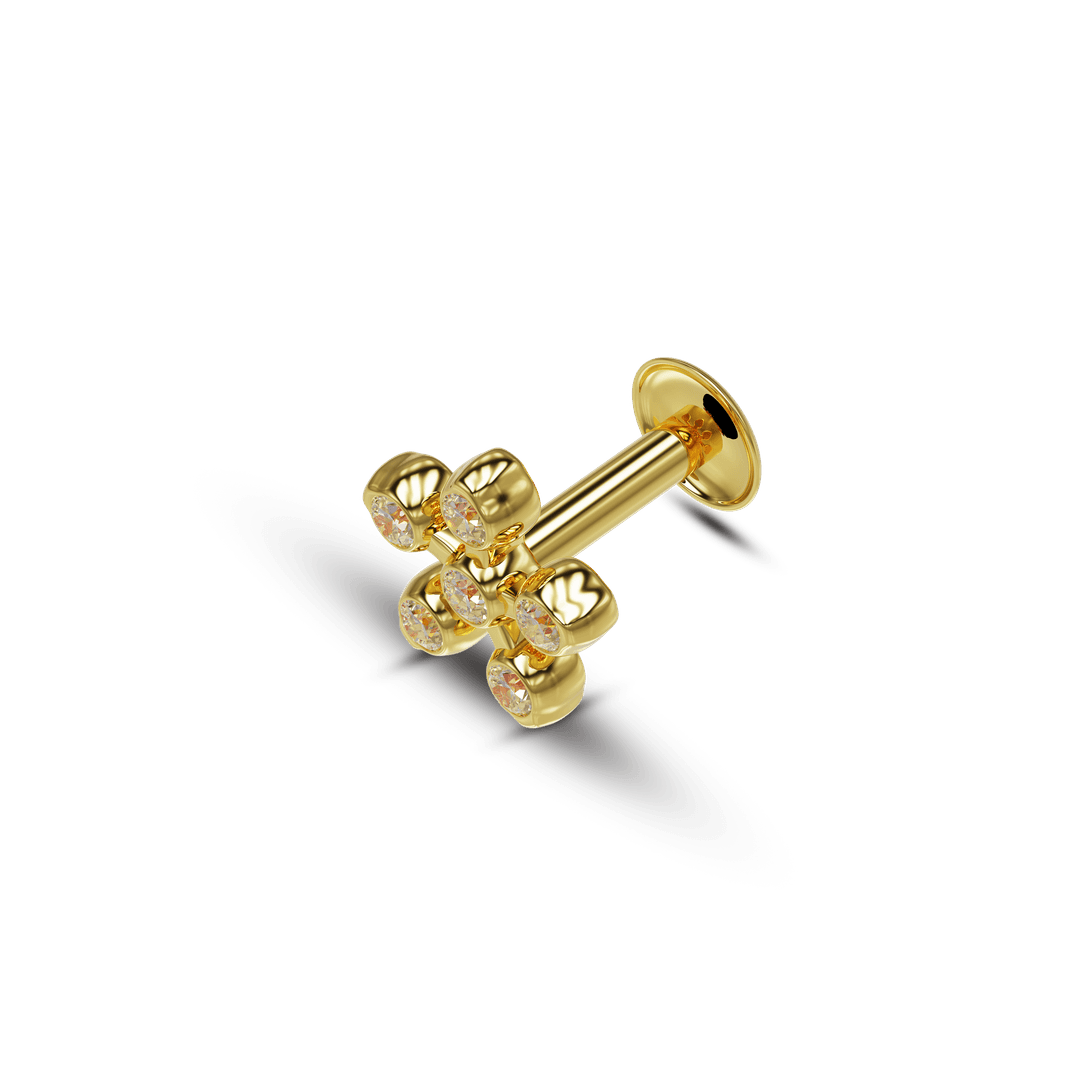 22K White Stone Gold Nose Stud